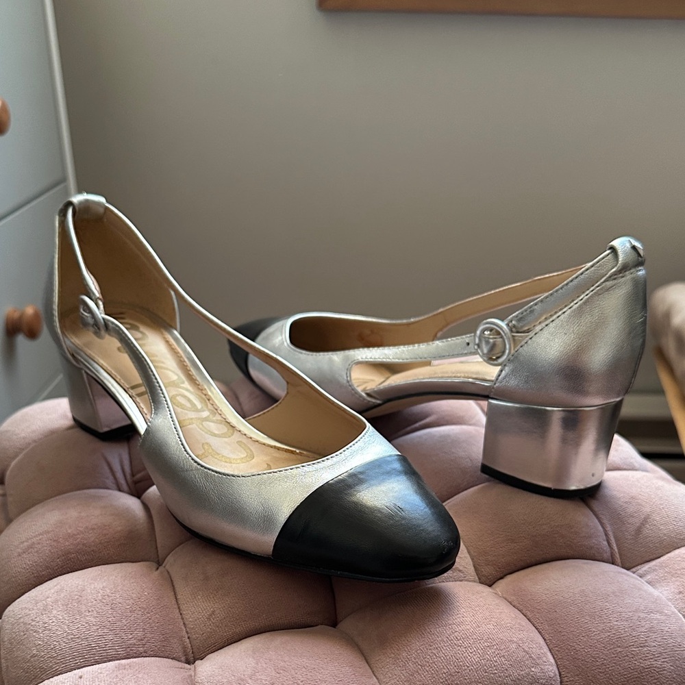 Sam Edelman Silver and Black Kitten Heel